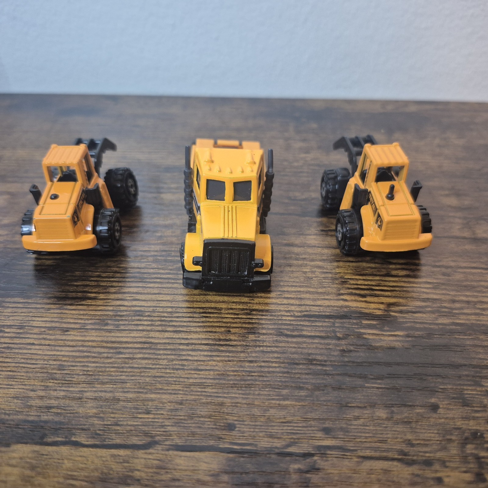 Lot of 3 Mini Die-Cast & Plastic Logging Construction Vehicles Log Loader Truck