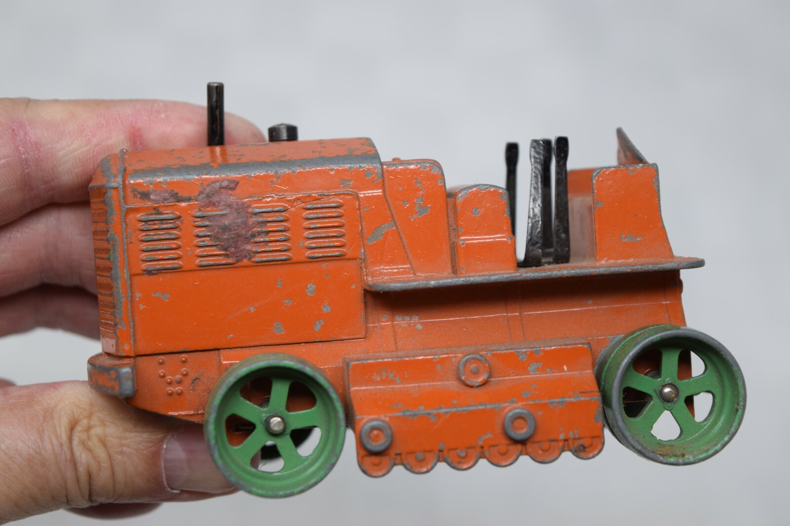 Vintage Dinky Supertoys Heavy Tractor, Meccano, UK, Orange, Green Wheels