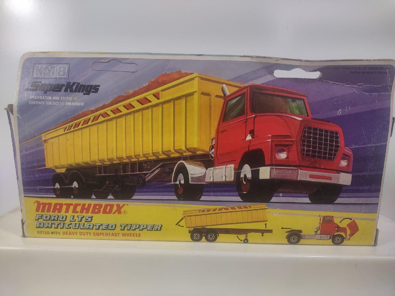 Lesney Matchbox Super Kings K-18 Articulated Tipper Tarmac wBox Superfast Wheels