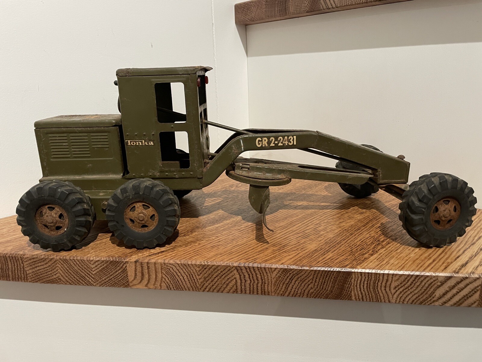 Vintage Tonka GR 2-2431 Army Green Bulldozer & Toys Caterpillar Grader Truck