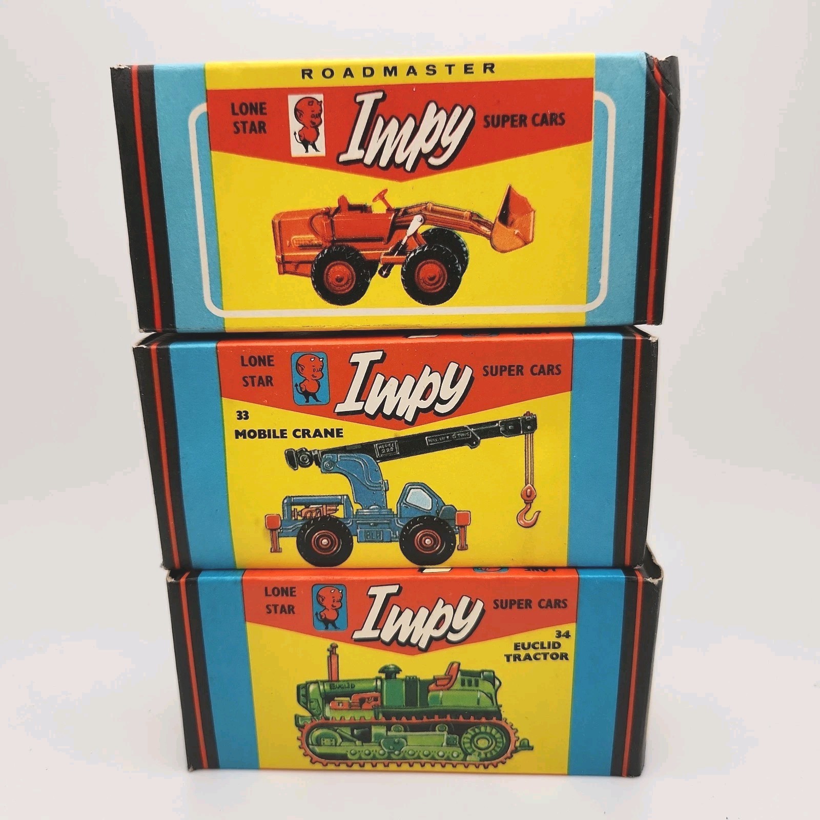 Lone Star Impy Super Cars Lot #25 Tractor #33 Crane #34 Euclid Tractor NIB Cond