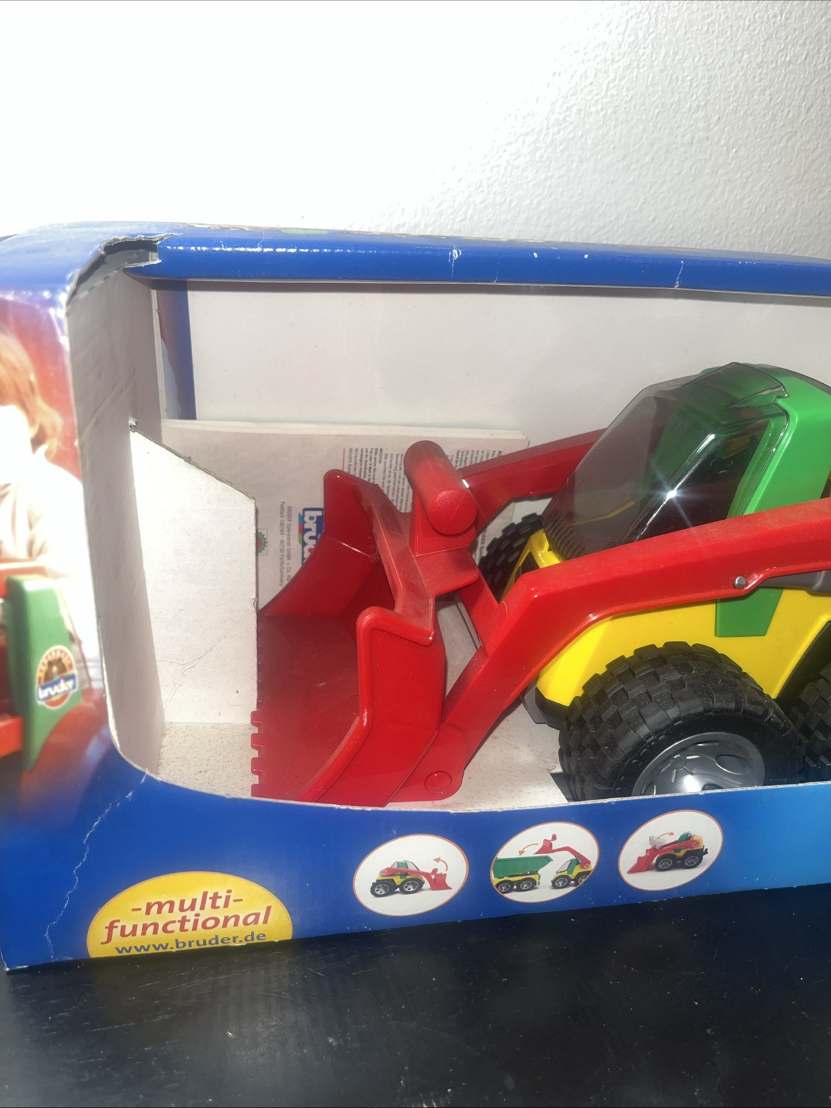BRUDER ROADMAX LOADER TRUCK GERMANY RED GREEN YELLOW