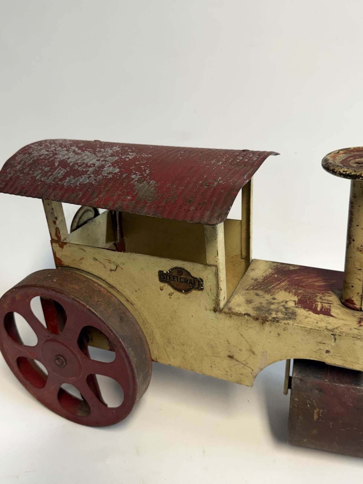 VINTAGE 1920s STEELCRAFT RIDE ON STEAM ROLLER ORIGINAL PAINT