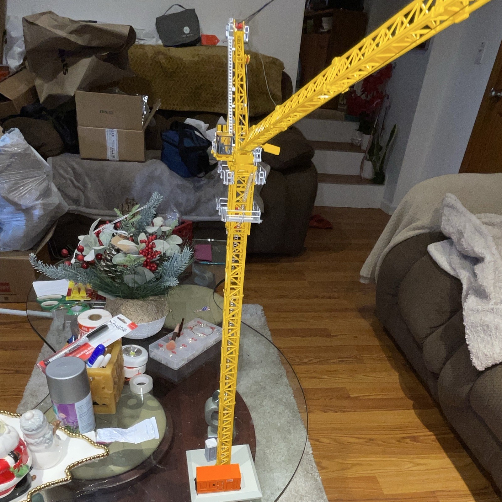 XCMG Tower Crane Diecast Metal Construction Model 1:50 Yellow w/ Stand
