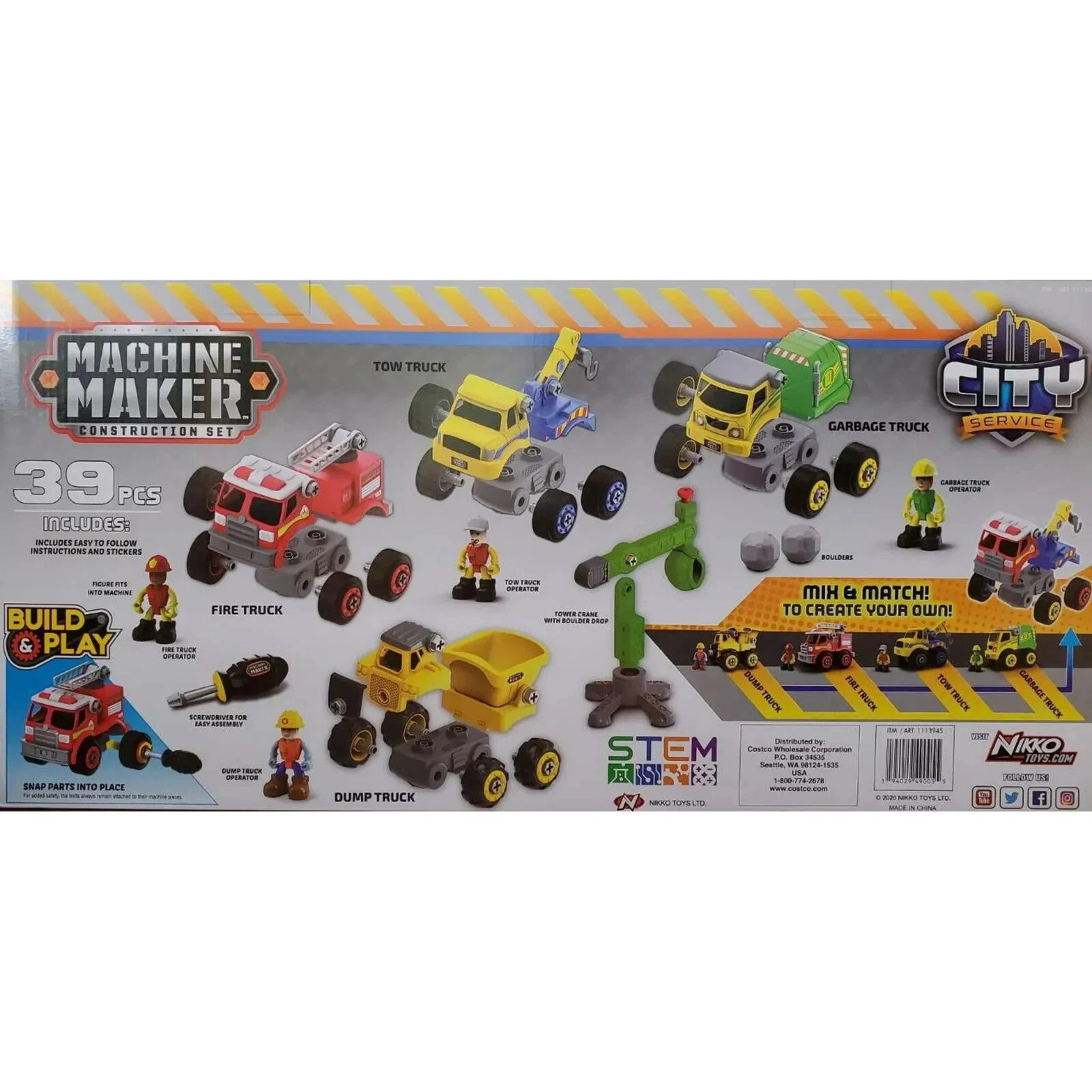MACHINE MAKER MEGA CITY Service Team 39 pc Build and Play Construction Set