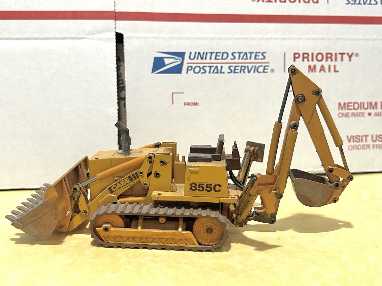NZG 1/35 Scale Custom Case 855C Crawler Loader with Backhoe (No Rops/Weathered)
