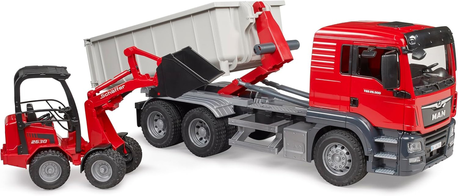 03767 Man TGS Truck with Roll Off Container and Schäffer Compact Loader 2630