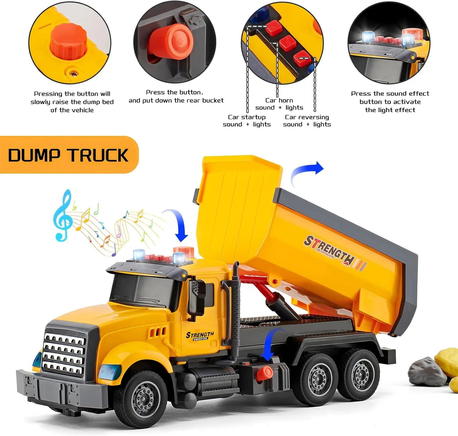 LerBao 2 Pack Large Construction Engineering Truck Toys,Moveable Claw Excavator