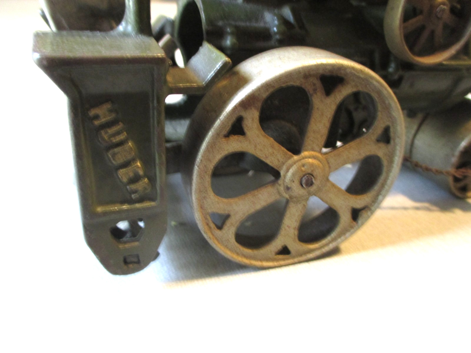 1930- HUBLEY CAST IRON HUBER STEAM ROLLER- 100% ORG- HIGH GRADE ANTIQUE TOY 7.5″