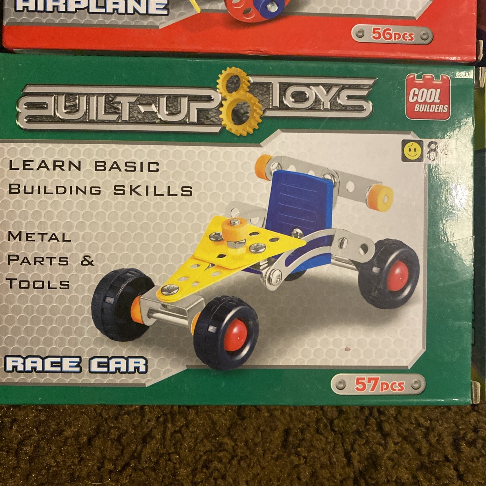 LOT 4 Built-Up Toys Building Skills Bulldozer Airplane Motorcycle Race Car 8+