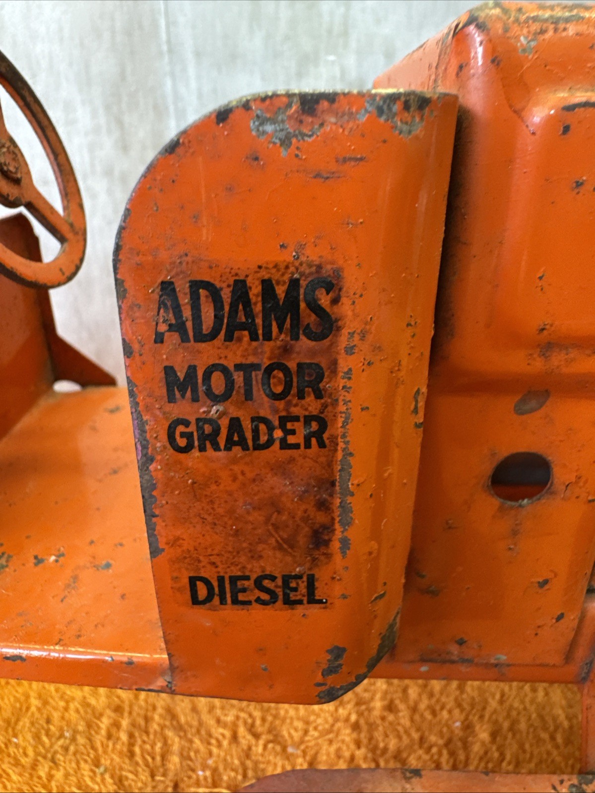 DN•Vintage 1949 DOEPKE Adams Motor Road Grader Pressed Steel Model Diesel Orange