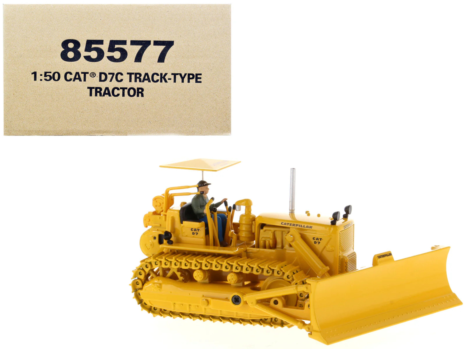 CAT Caterpillar D7C Track-Type Tractor Dozer Yellow with Operator “Vintage Serie