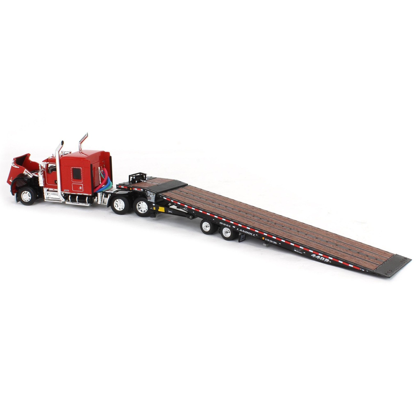 1/64 Black/Red Kenworth W900L Landoll 440B-50CA Traveling Axle Trailer 60-2034