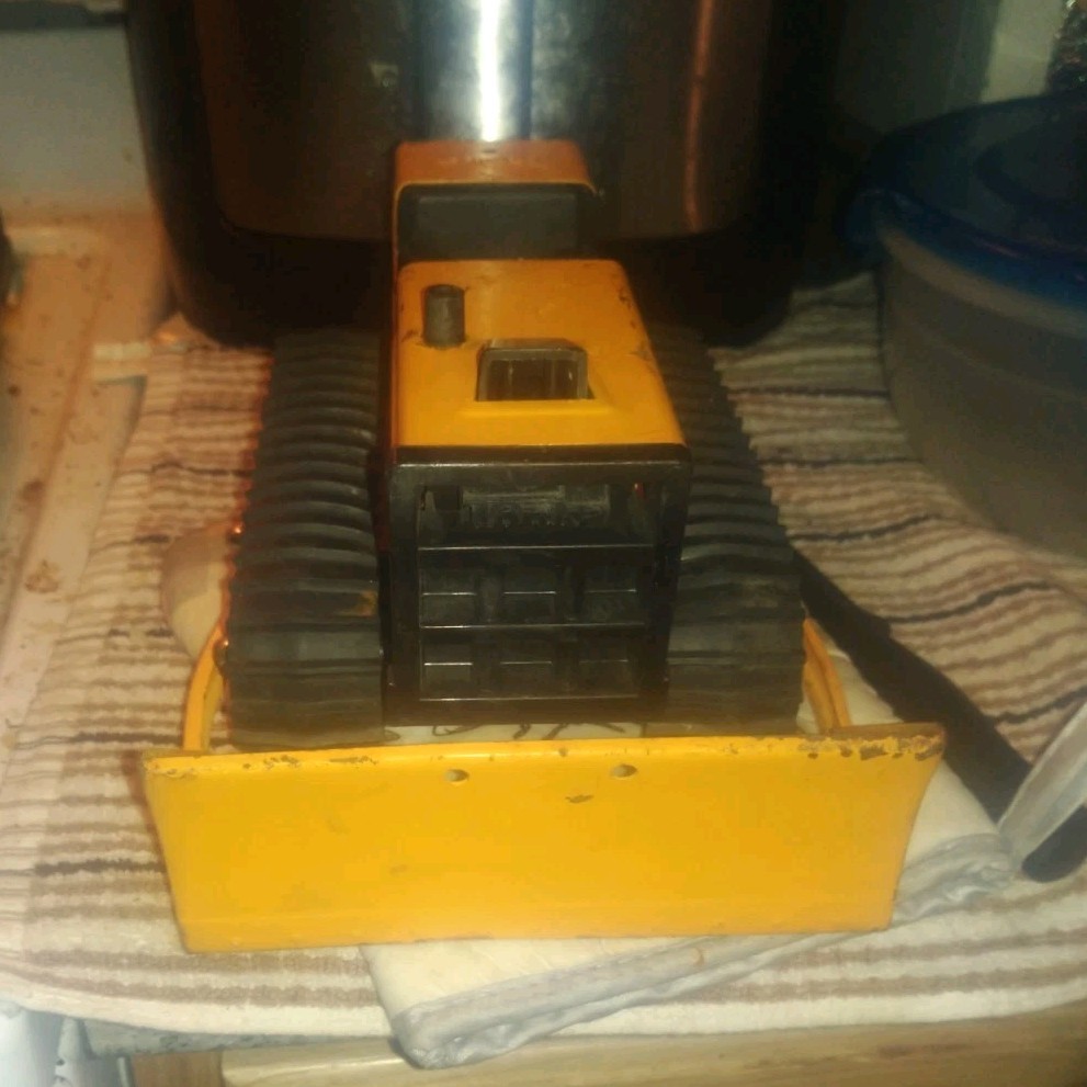 vintage 1970s Tonka T-6 Diecast Bulldozer Dozer Tracked Crawler Toy, Orange
