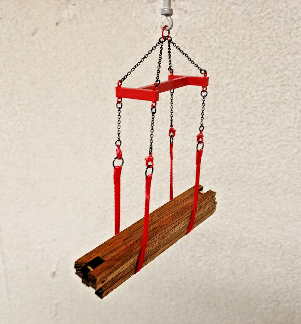 3D Print Crane I-Beam Lifting Frame w/Nylon Lift Straps In Manitowoc Red 1/87th