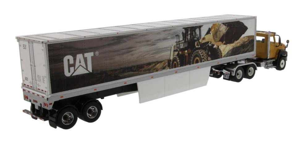Diecast Masters 85666 Cat CT660 with Cat Mural Trailers 1/50 Scale Model