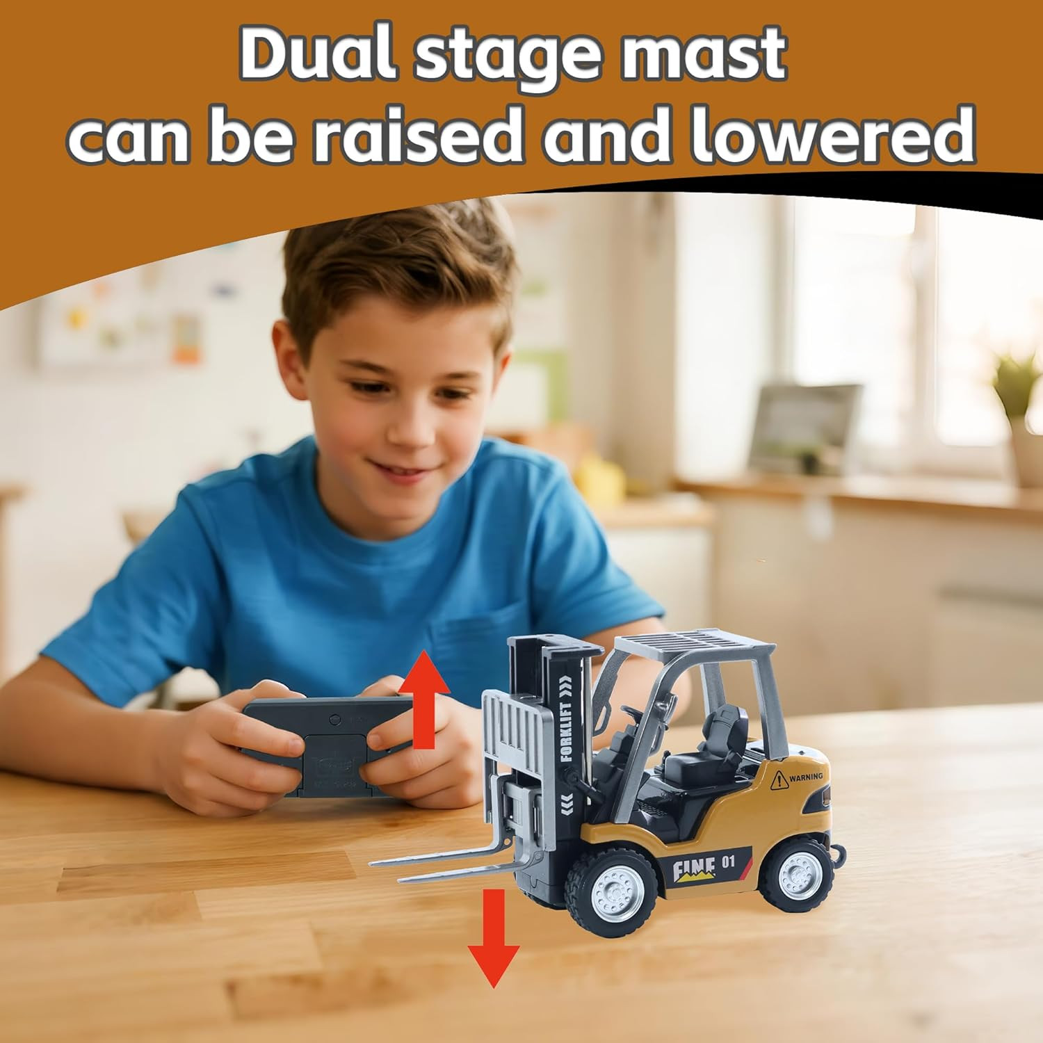 Remote Control RC Forklift Cranes,1/64 Mini Rechargeable Forklift Truck,2 in 1 T