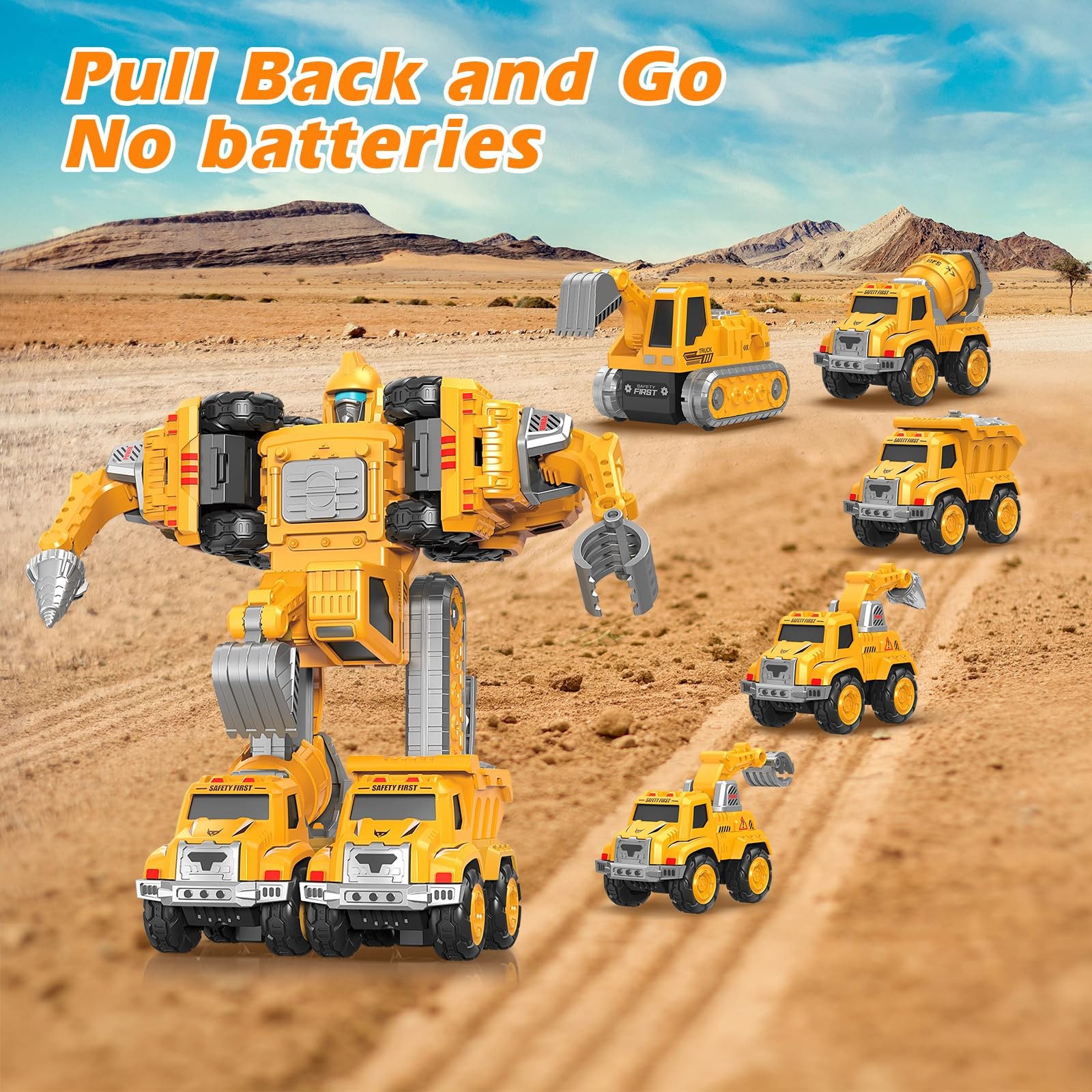 Toys for 3 4 5 6 Year Old Boys– 5-in-1 Detachable Construction Vehicles Set–T…