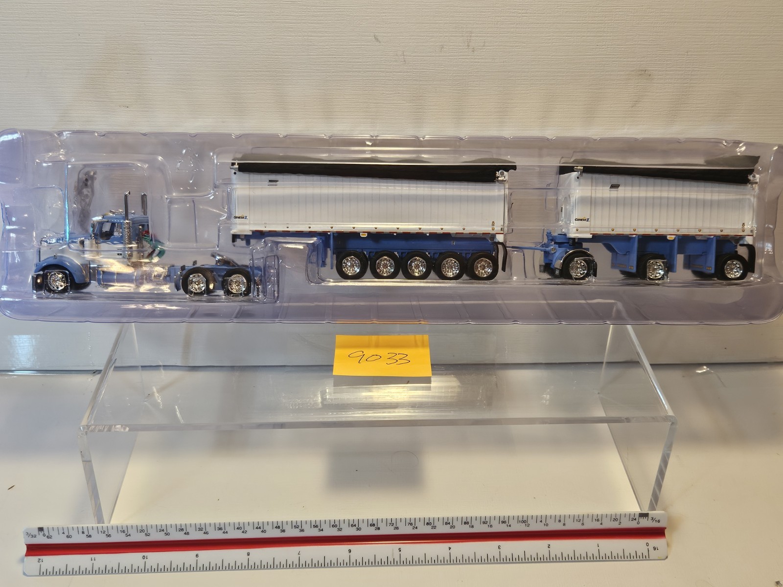 NIB DCP WISTERIA WHITe Kenworth W900L w/ 31ft & 20ft End Dump Trailers 60-1633