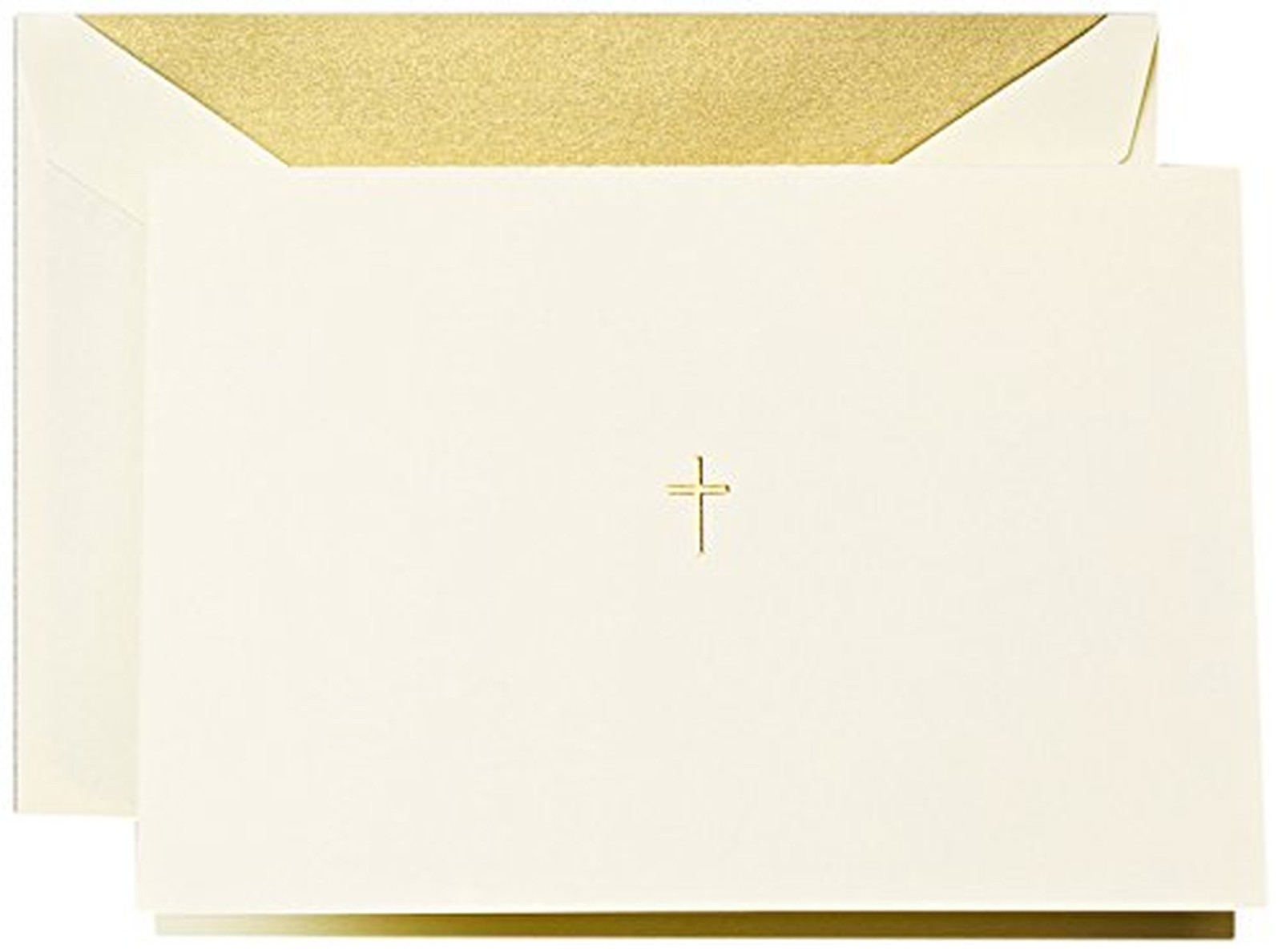 Crane & Co. Hand Engraved Ecruwhite Gold Cross Note (CF1444)
