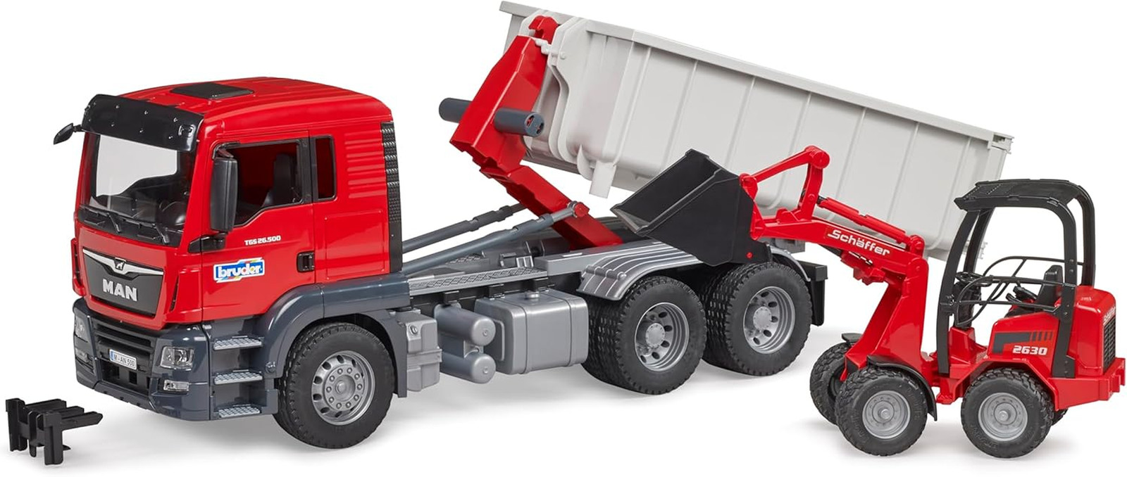 03767 Man TGS Truck with Roll Off Container and Schäffer Compact Loader 2630
