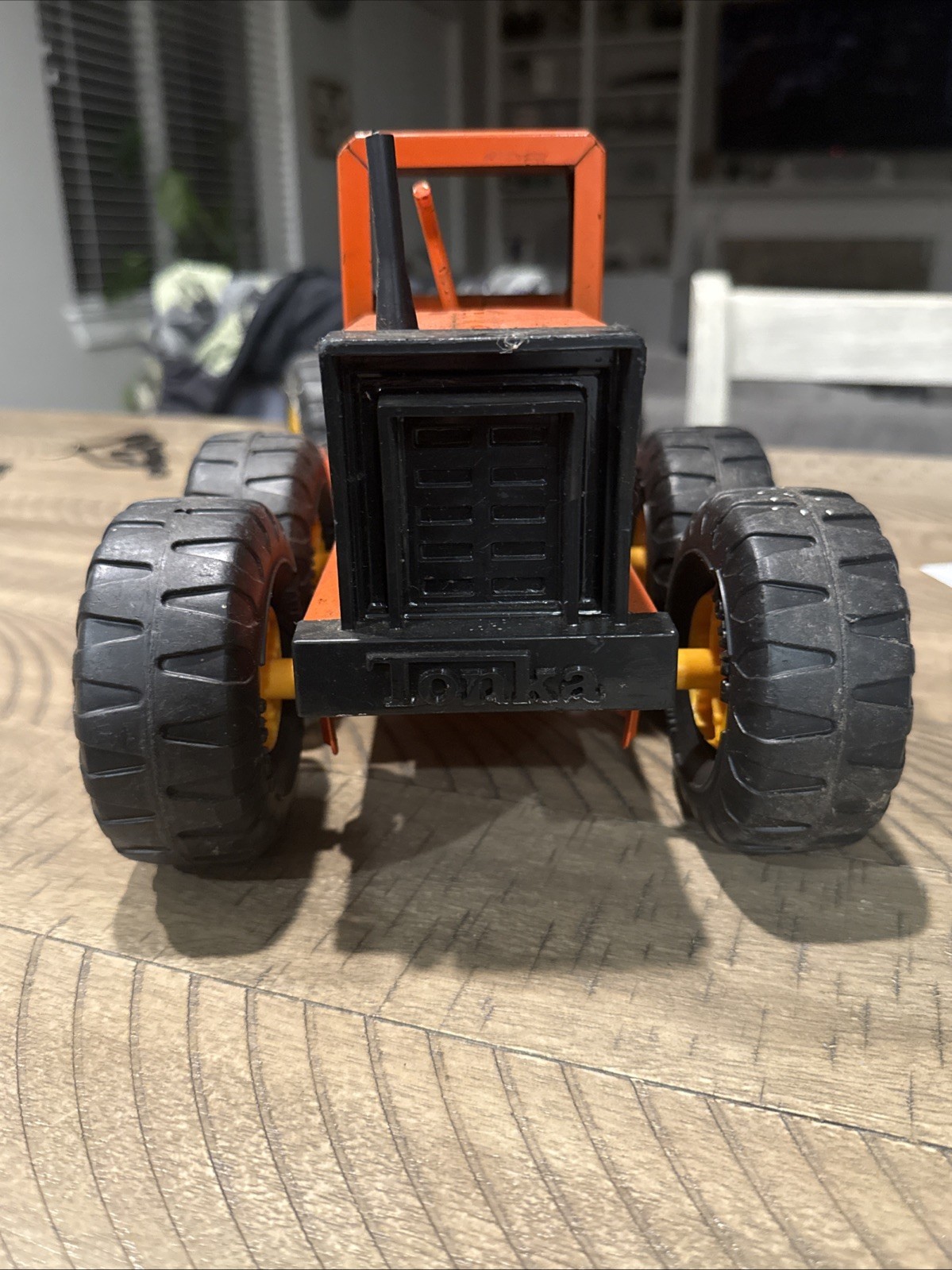 VINTAGE 1970’s TONKA METAL ROAD GRADER TOY ORANGE 17” MR-970 TIRES