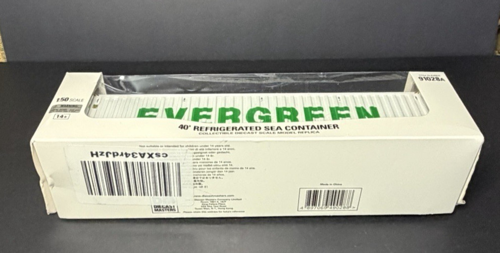 DieCast Masters 91028A 1:50 EverGreen 40′ White Refrigerated Shipping Container