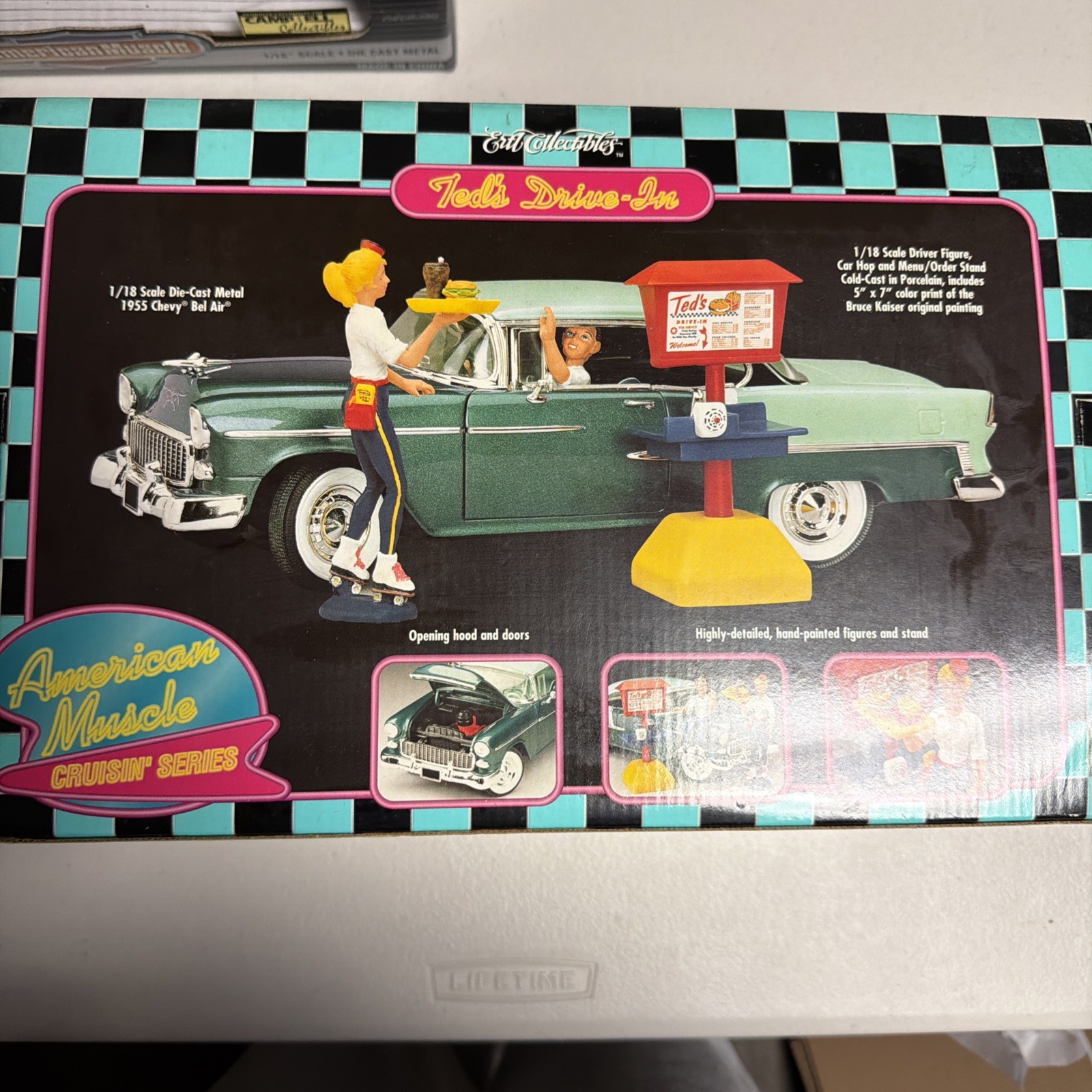 ERTL TED’S DRIVE IN 1955 CHEVY BEL AIR 1/18 SCALE AMERICAN MUSCLE DIE CAST