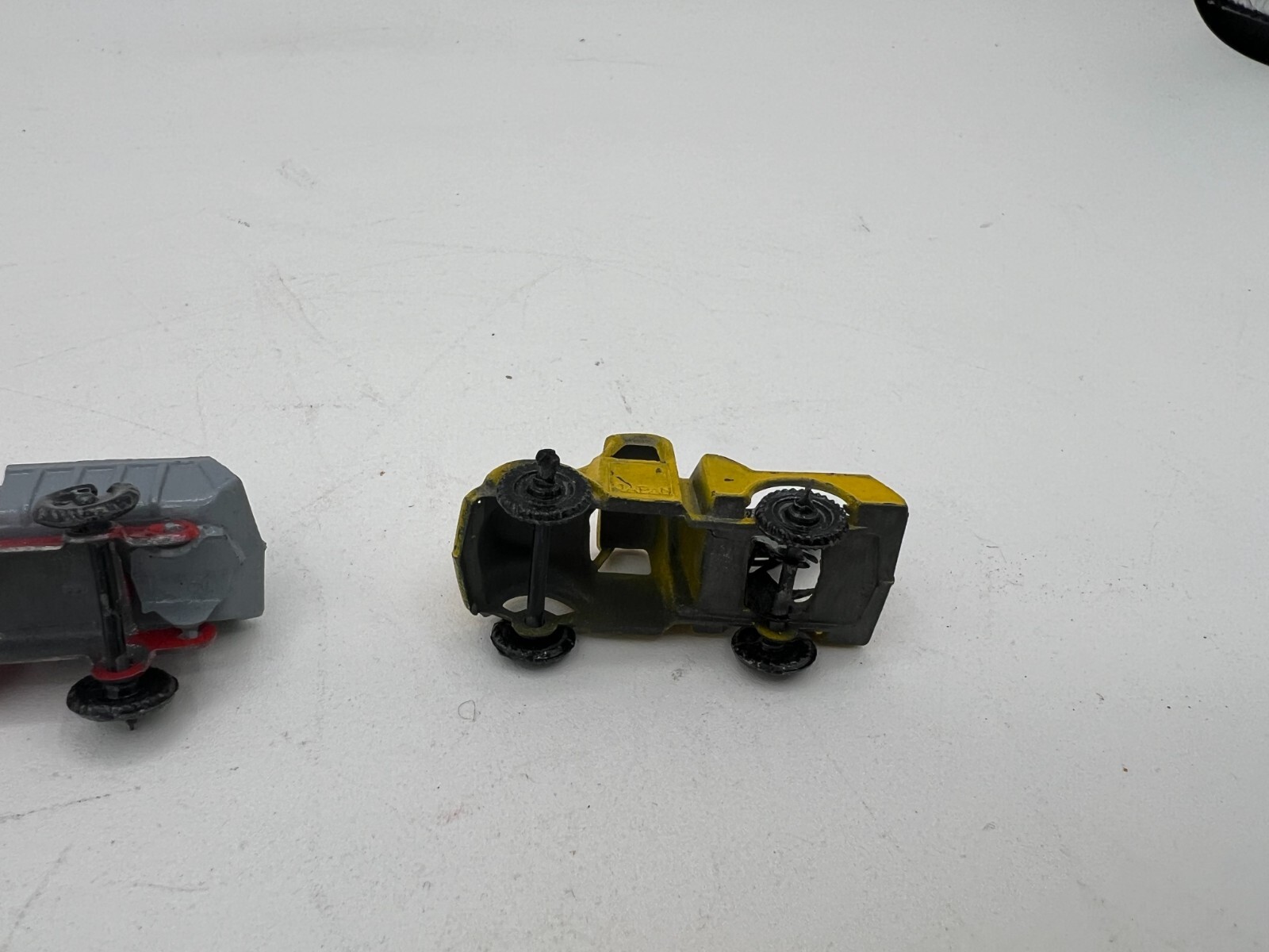 6 Vintage Diecast Road Work Toys Bull Dozer Tow Truck Grater Roller / Japan