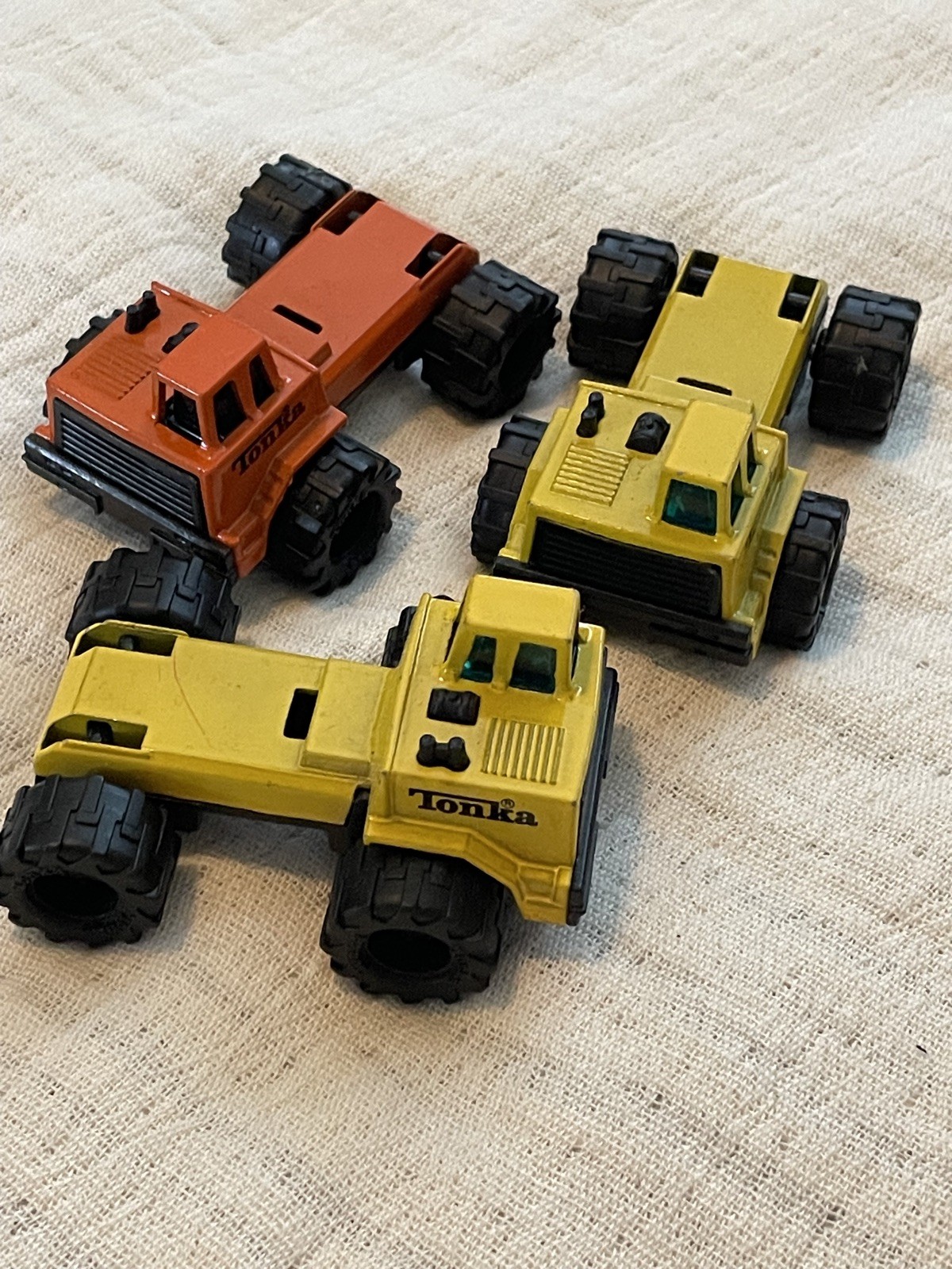 Vintage 1992 Tonka Construction Trucks Wide Lot Of 3 Orange Yellow Retro Toy