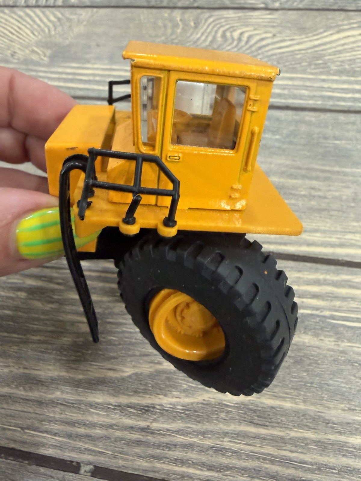 Vintage Yellow Diecast Construction Equipment Grader Scraper Toy Vehicle