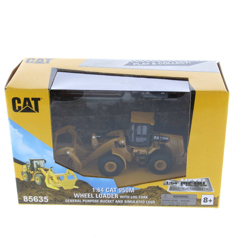 1:64 CAT CATERPILLAR 950M WHEEL LOADER LOG FORK & BUCKET DIECAST MASTERS 85635