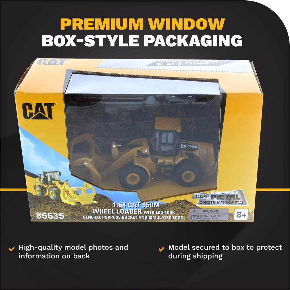 1/64 Hybrid Collection Series CAT 950M Wheel Loader Long Fork & Bucket (2 Logs I