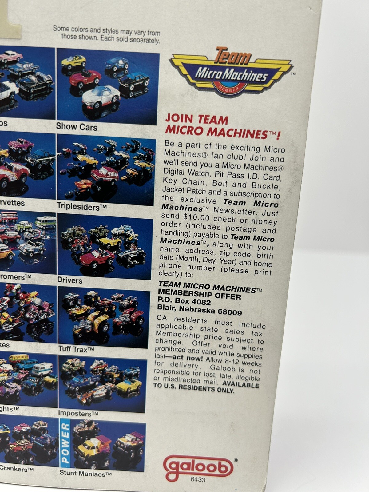 1990 Micro Machines SNAP BACKS #4 Pullback Power w/ Bonus license plate (NEW)