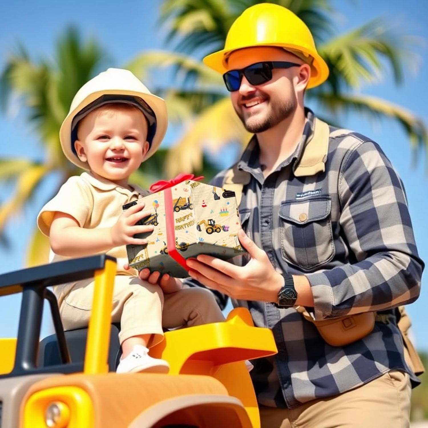 RiukRaiu Construction Wrapping Paper for Boys – Yellow Mixer Truck Crane B