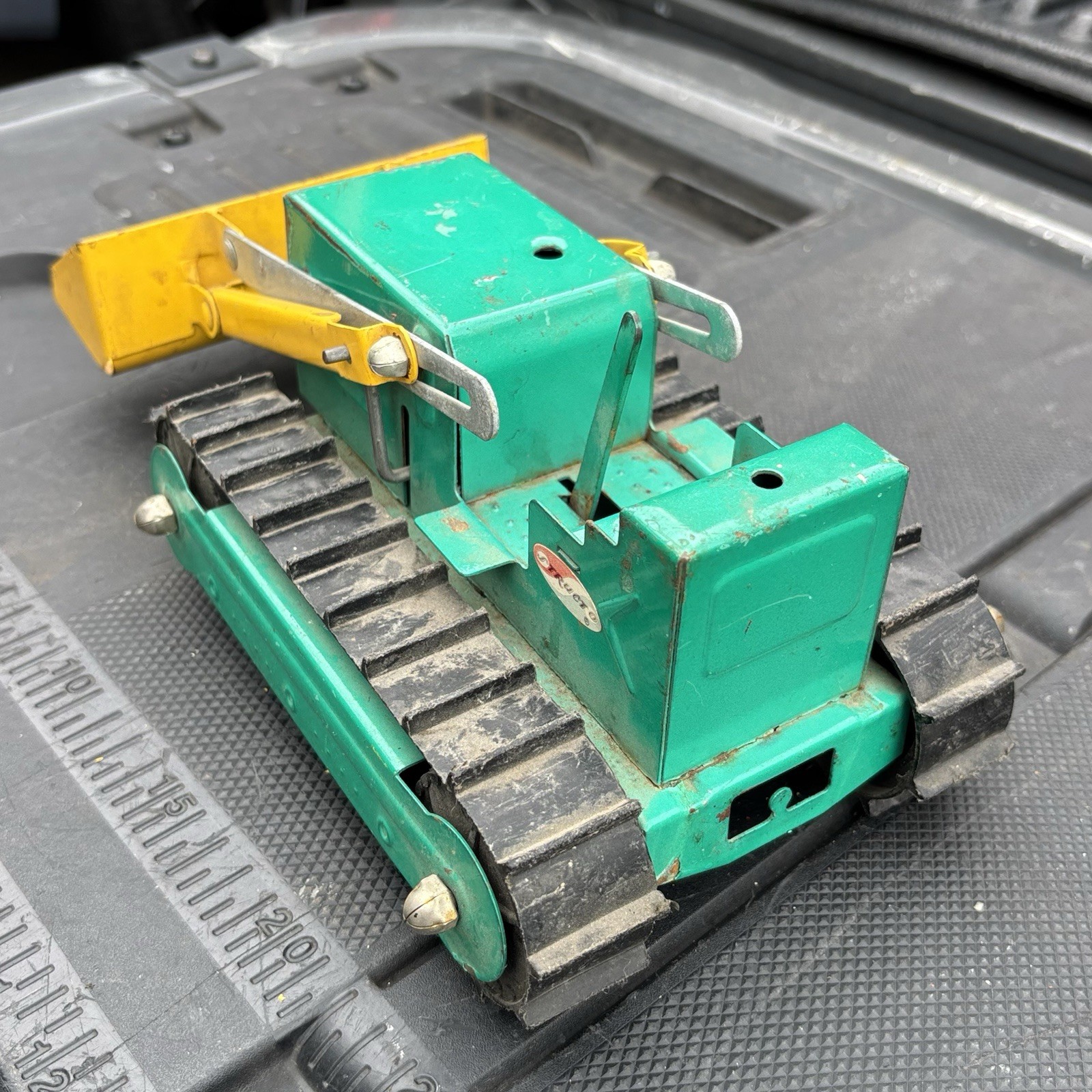 2 x Vintage Pressed Steel Structo Track Loader Bulldozers Toys