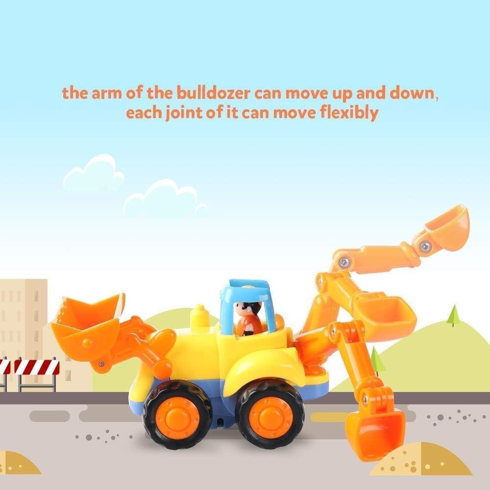 4-Pack Friction Powered Construction Vehicle Toy Set for Kids: Safe & Durable