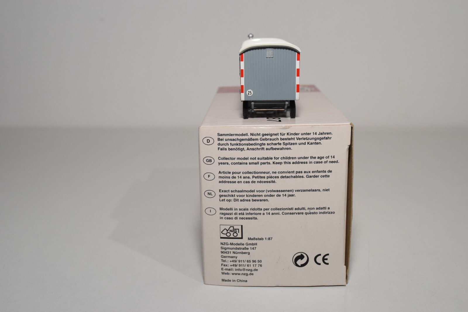 A95 1:87 NZG N.Z.G. 560 BAUWAGEN TRAILER MOBILE SITE CABIN GREY MIB