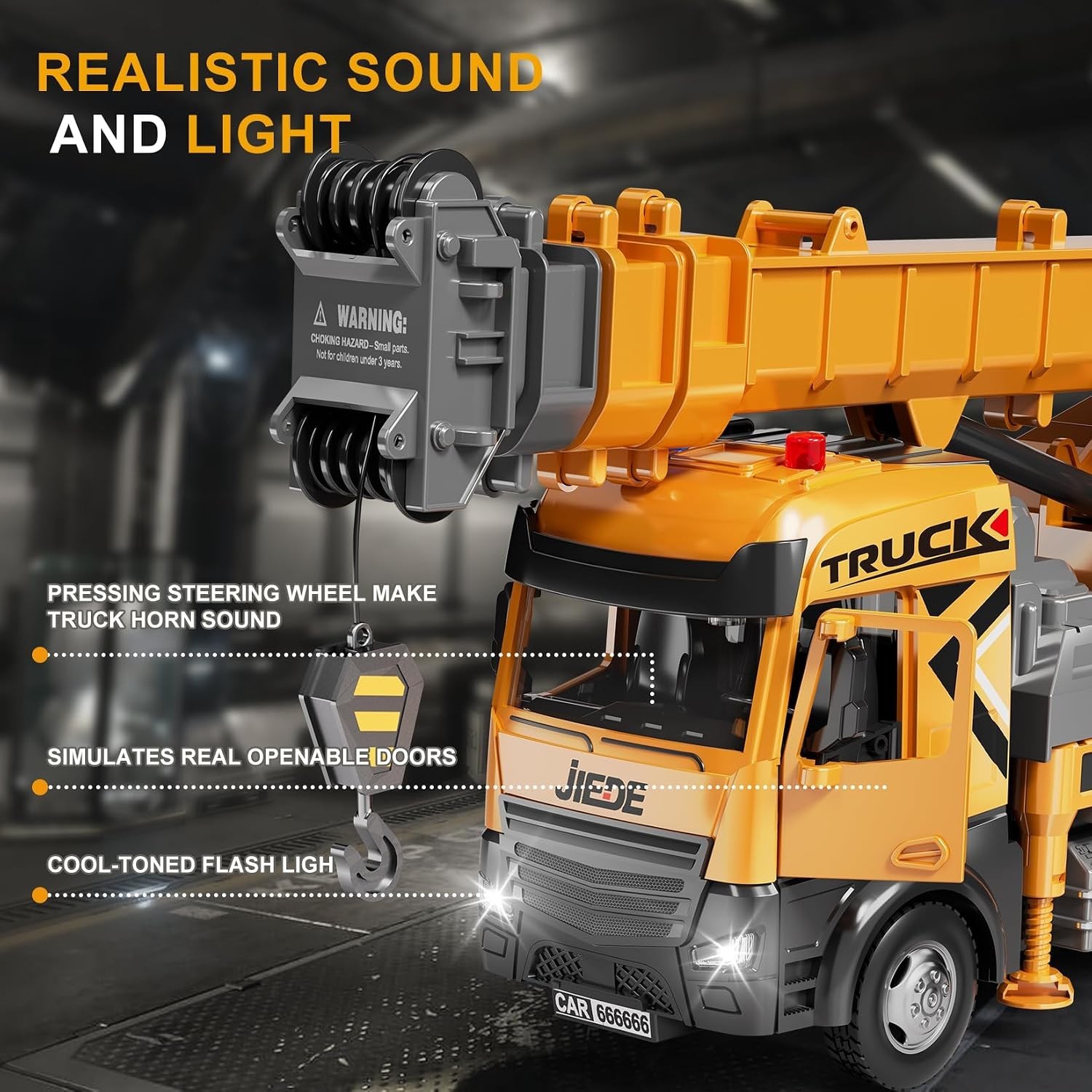 Crane Truck Toys Construction Vehicle Set 29 in Alloy Crane Arm Lights Sounds