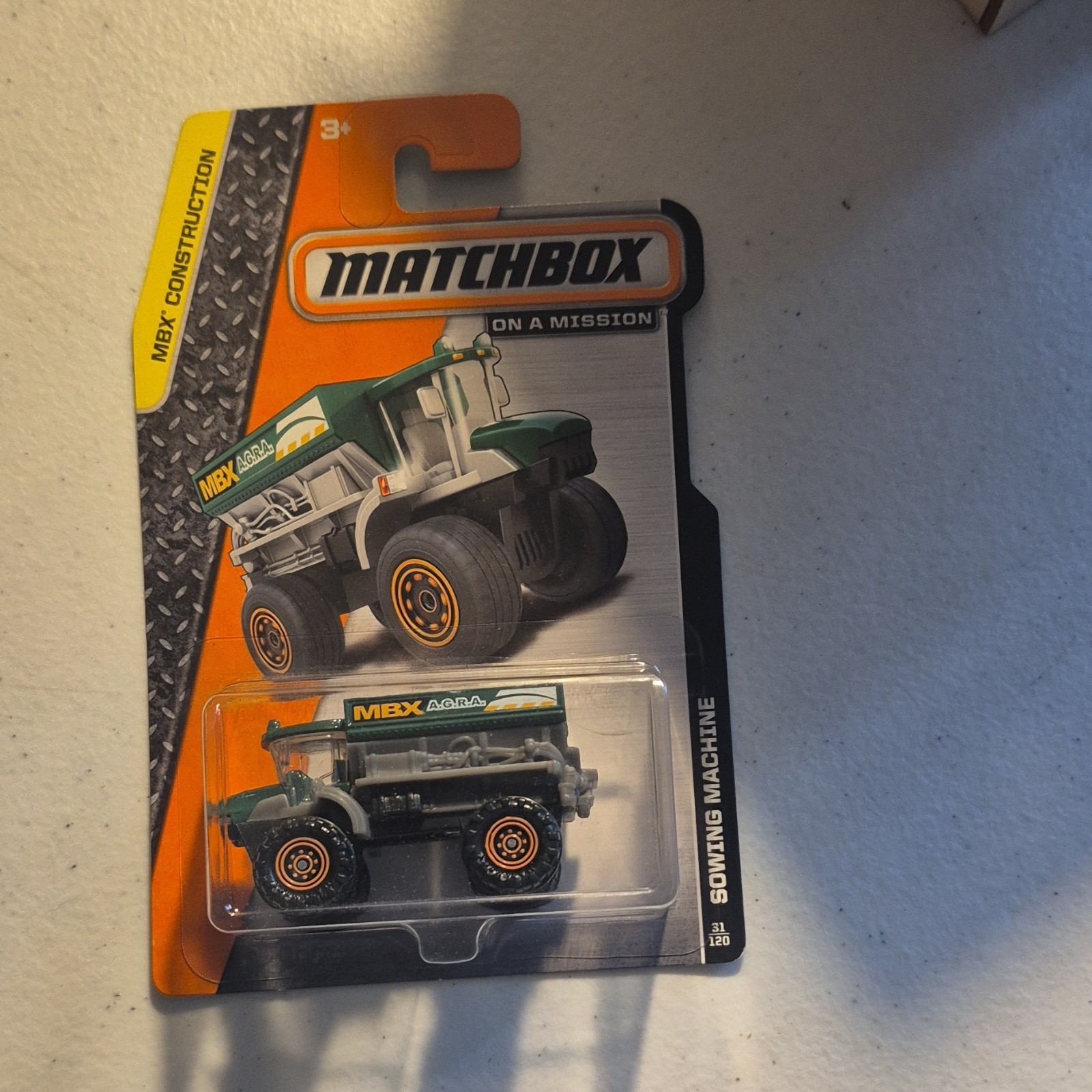 Matchbox MBX Construction MBX Agra Sowing Machine Diecast Vehicle Green Gray