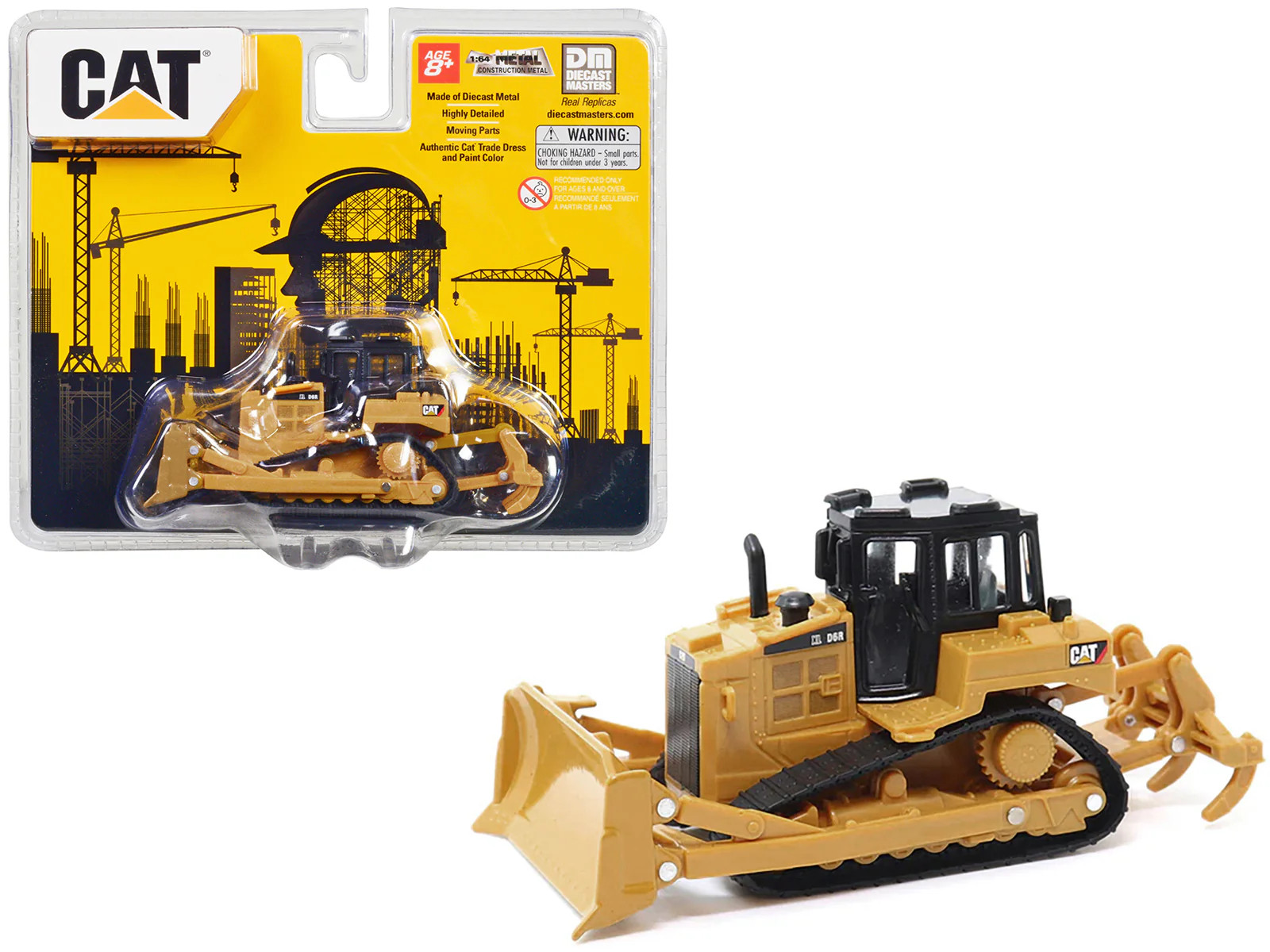 CAT Caterpillar D6R Track-Type Tractor Yellow and Black 1/64 Diecast Model by Di