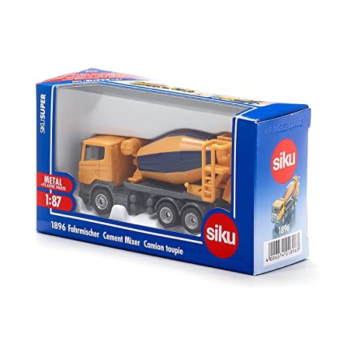 Siku 1:87 Cement Mixer #1896 Construction Car Model Orange and Blue