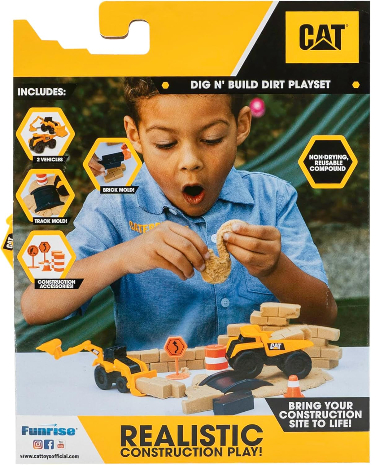 Construction Toys, Dig N’ Build Dirt Playset with 10 Oz of Compound, 2 Little Ma