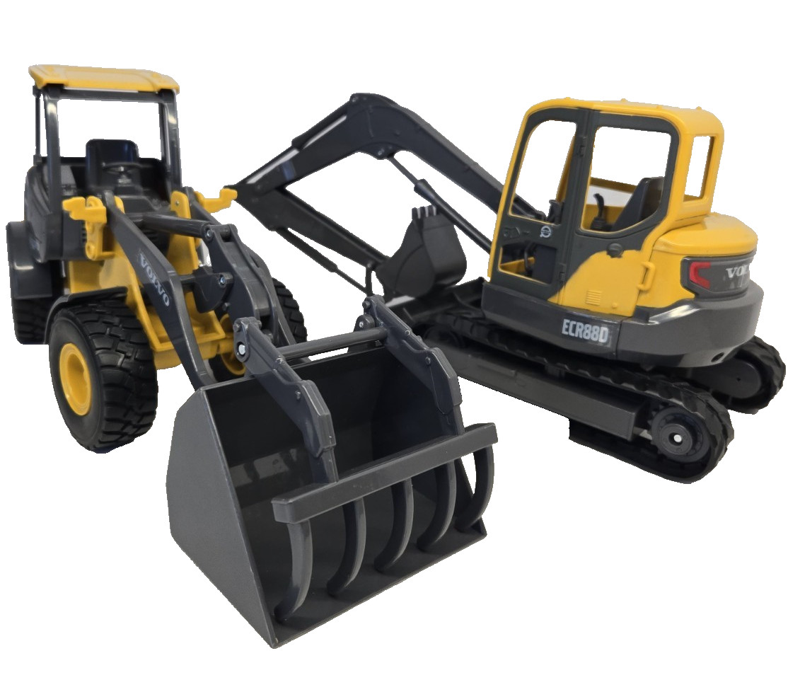 New Ray Plastic Diecast Toys Volvo ECR88D Excavator And L25 Loader