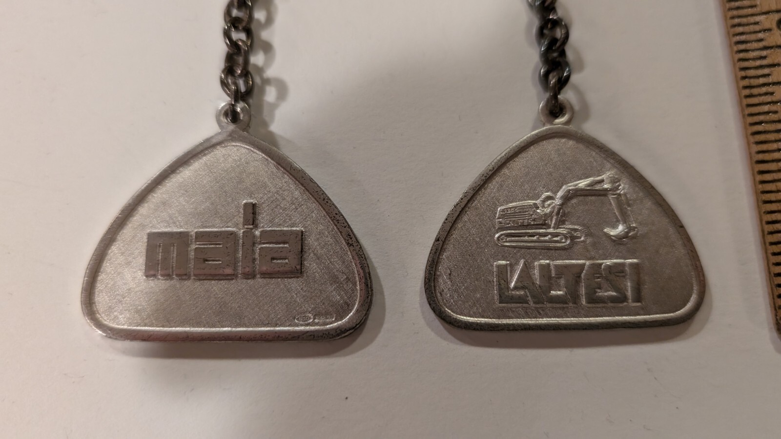 Two (2) Laltesi Excavator Keychains Maia Italy