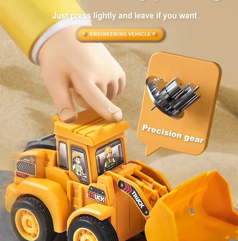 Engineering Bulldozer Press Sliding Construction Vehicle Toy for Kids
