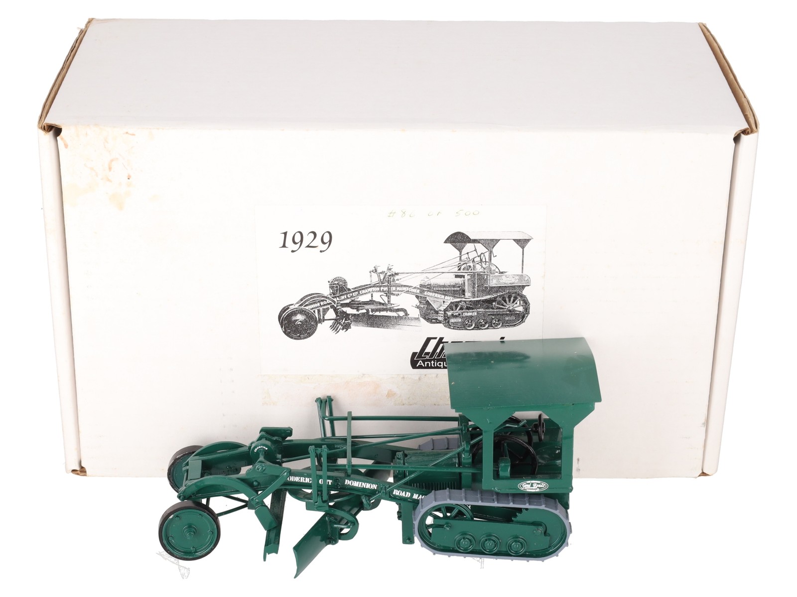 Dominion Road 1:32 Scale Diecast Champion 1929 Road Grader Green EX/Box
