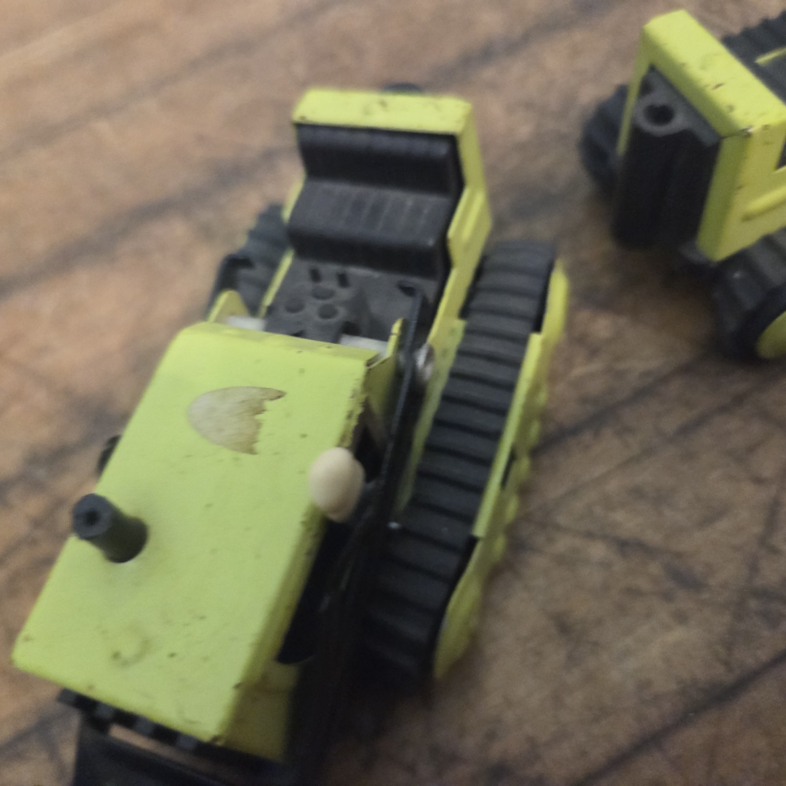 2 Vintage 1970s Tonka Green & Black Mini 1:43 Bulldozer Front End Loader 5.5”