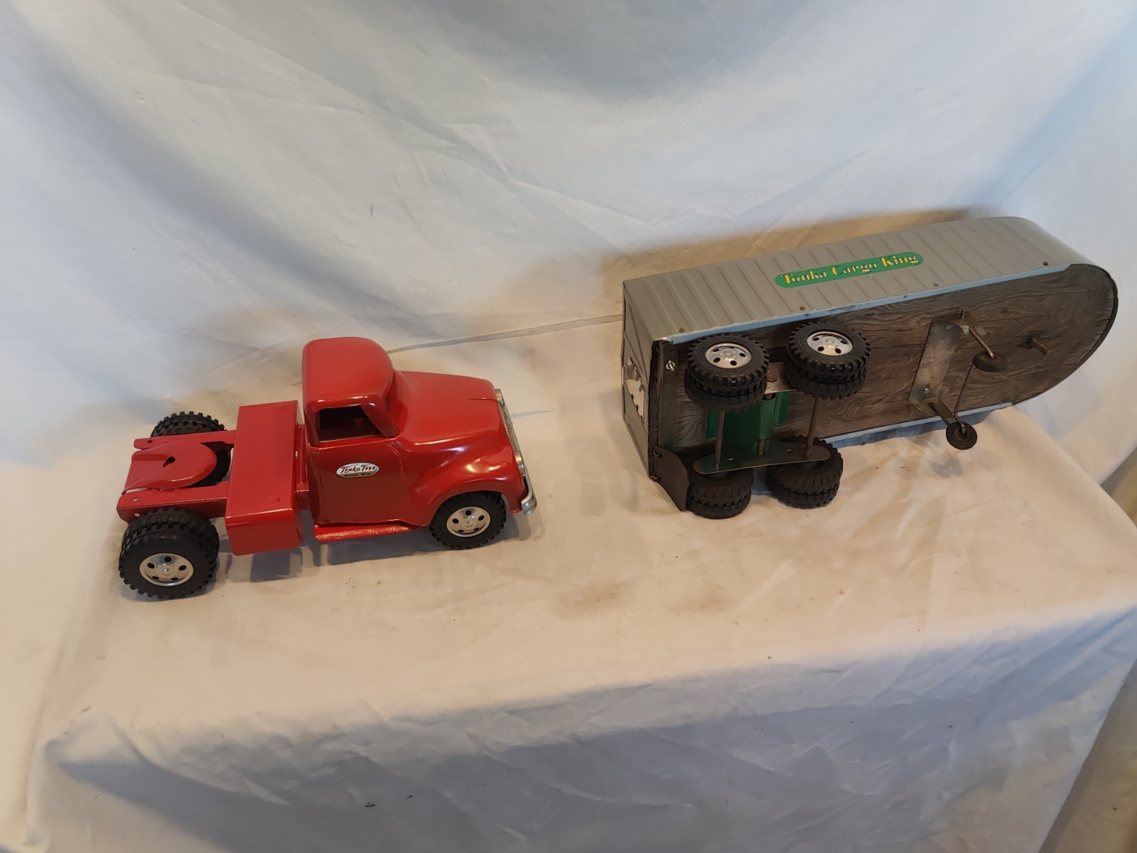 Vintage 1950s Tonka “CARGO KING” Semi Tractor Trailer Truck Restored – DETAILED.