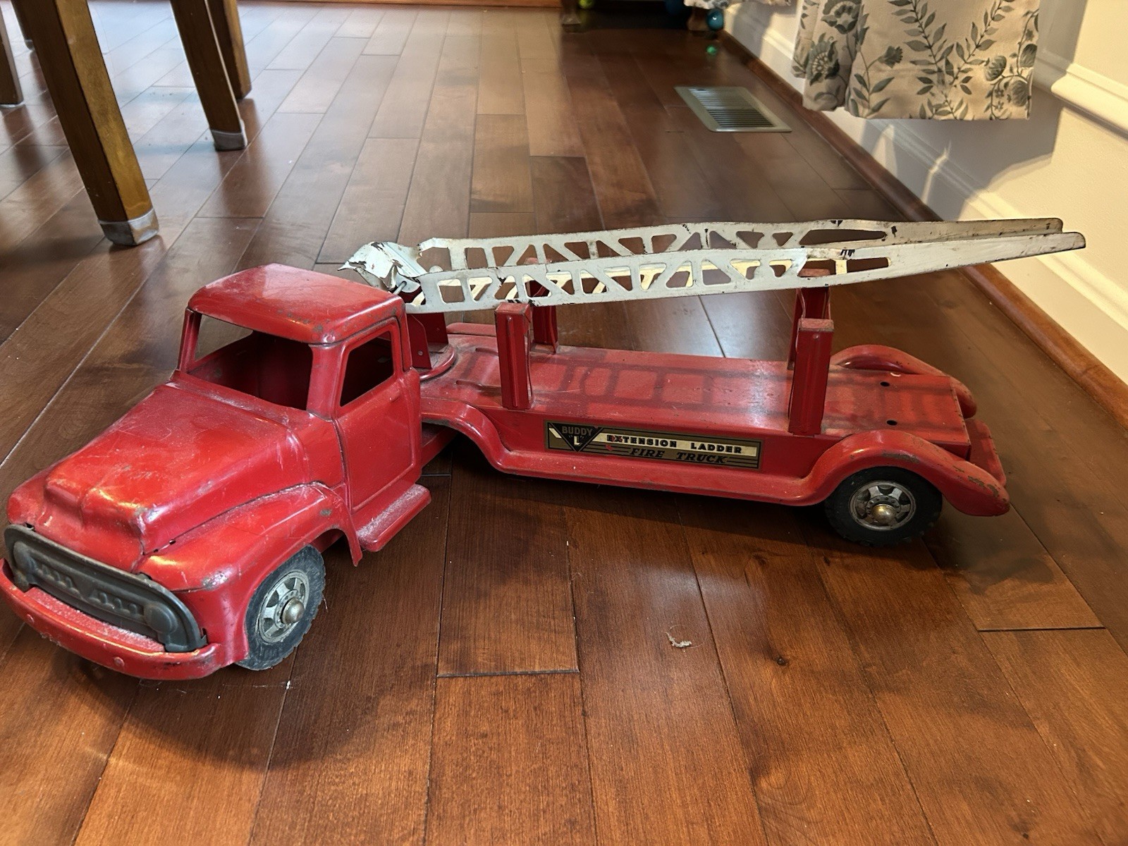 Vintage Buddy “L” GMC Extension Ladder Trailer Fire Truck Display – Antique